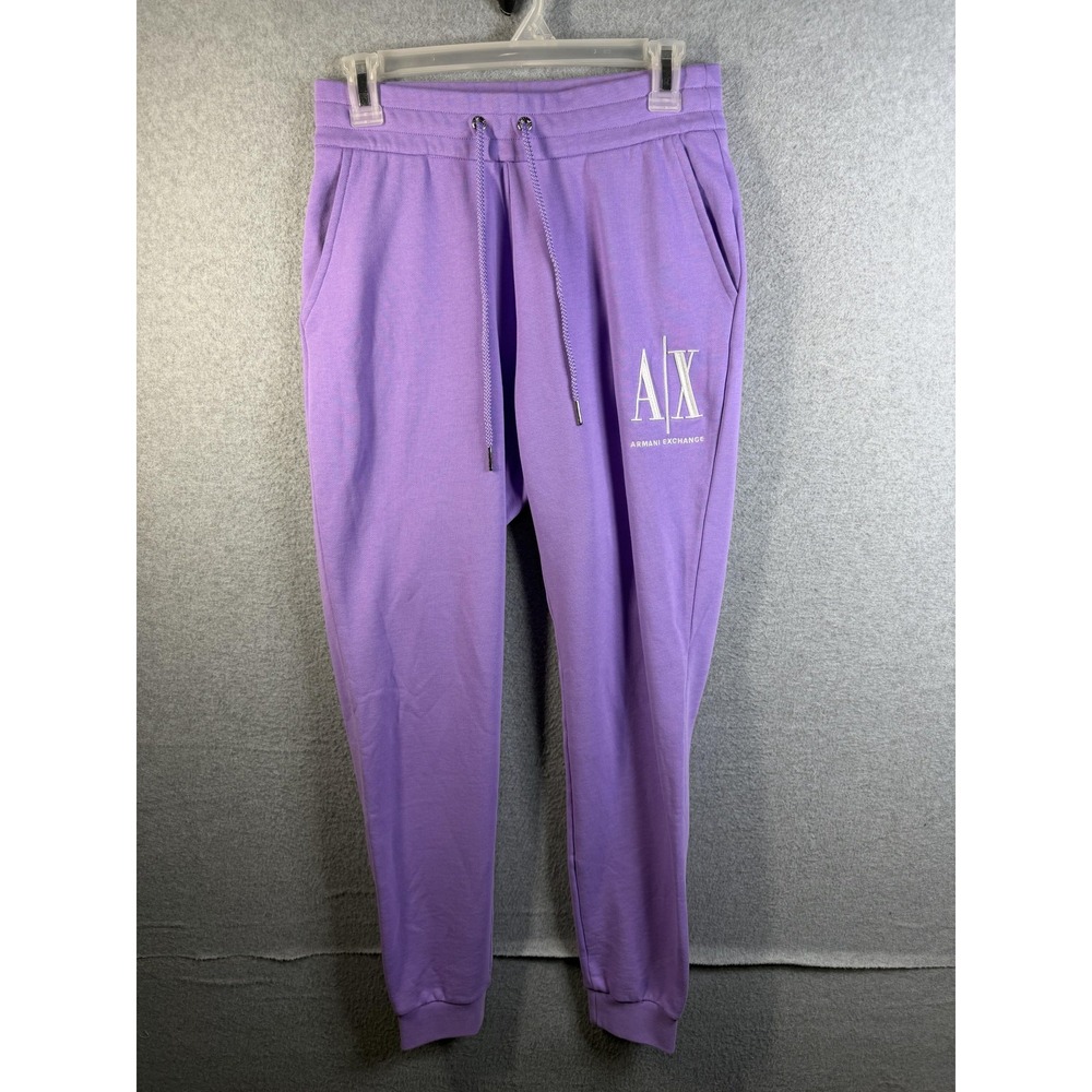 Armani Exchange Pants Mens Small Purple French Terry Joggers Logo Drawstring